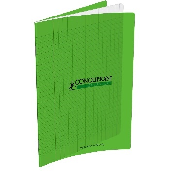 CAHIER GRANDS CARREAUX 192 PAGES 210x297 POLYPRO VERT CONQUERANT 