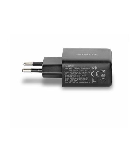 ADAPTATEUR SECTEUR LINDY 65W USB 2 X TYPE C