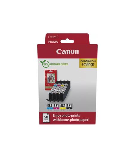 PACK CARTOUCHE D'ENCRE CANON CLI-581 NOIR CYAN JAUNE MAGENTA