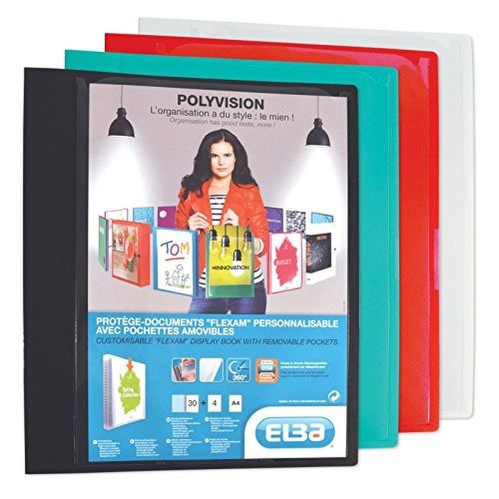 Porte-vue Polypro opaque personnalisable - Pochettes fixes A4 - 120 vues -  Coloris assortis