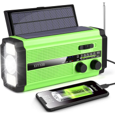 RADIO TORCHE D'URGENCE DYNAMO SOLAIRE RECHARGEABLE 5000 MAH IPX3 VERT