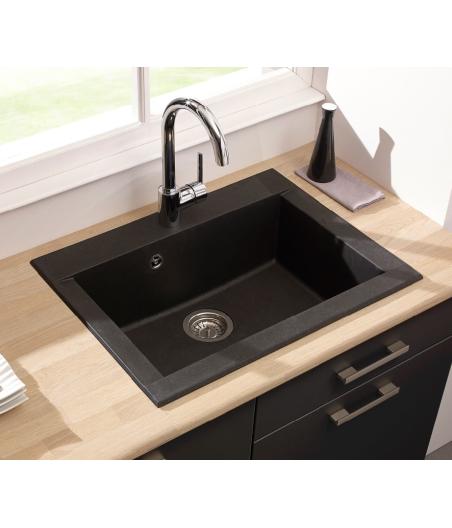 EVIER A ENCASTRER HEXO 1 BAC NOIR PAILLETE