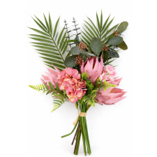 BOUQUET FLORAL ARTIFICIEL ROSE 50CM