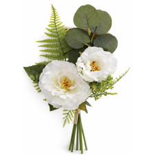 BOUQUET DE ROSES BLANCHES ARTIFICIELLES 40CM