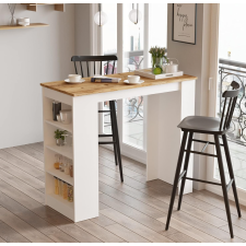 TABLE BAR STI-AW - 4 ETAGERES - CHENE - BLANC - 1200 x 516 x 1018 CM