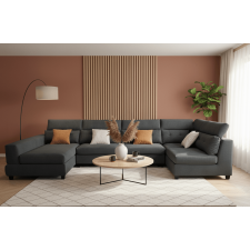 CANAPE PANORAMIQUE EN U 1652 EN TISSU MICROFIBRE GRIS ANTHRACITE