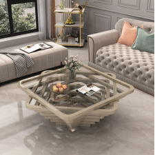 TABLE BASSE 12009 EN VERRE BEIGE