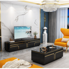 MEUBLE TV 92444 NOIR DORE