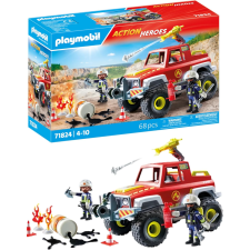 VEHICULE DE POMPIERS ACTION HEROES AVEC BIDON ENFLAMME 68 PIECES 3ANS+