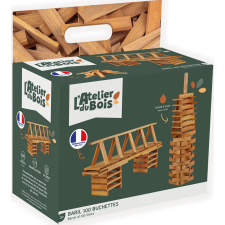 JEU DE CONSTRUCTION BARIL 100 BUCHETTES EN BOIS 3ANS+