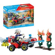 FIGURINES PLAYMOBIL POMPIER AVEC QUAD ET ARBUSTES ENFLAMMES 3ANS+