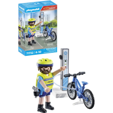 POLICIER CYCLISTE  PLAYMOBIL AVEC BORNE DE RECHARGE 15 PIECES 4ANS+