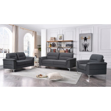 SALON COMPLET LUSK 3-2-1 GRIS FONCE
