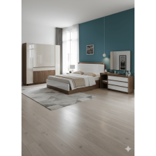 CHAMBRE A COUCHER 180X200 FD03 EFFET BOIS ET BLANC MARRON