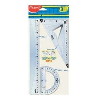 SETS À DESSIN RÈGLE DE 30 CM EQUERRE 2 EN 1 RAPPORTEUR 180°