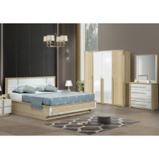 CHAMBRE A COUCHER UL25BE0142 LIT160 2CHEVETS-ARMOIRE BOIS ET BLANC
