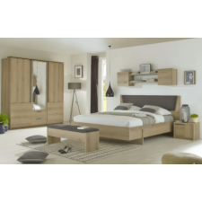 CHAMBRE A COUCHER UL9EU1048 LIT160 2CHEVETS-ARMOIRE 3PTES EFFET BOIS
