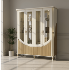 VITRINE 4PORTES 166X43X202CM BLANCHE CREME