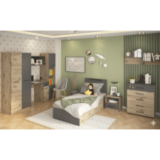 CHAMBRE A COUCHER UL25BE0204 LIT140x200 COMMODE 1CHEVET GRIS BOIS