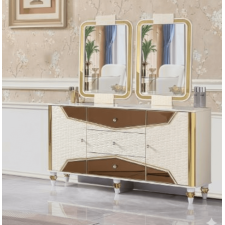 BAHUT 4PORTES 162CMx49CMx213CM BLANC/DORE