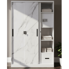 ARMOIRE FER W003 3PORTES COULISSANTES BLANC MARBRE