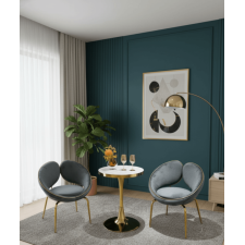 TABLE D APPOINT MARBRE 2 CHAISES PETALES GRISES