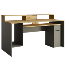 BUREAU REX AVEC RANGEMENTS CHENE ARTISAN ET GRIS GRAPHITE