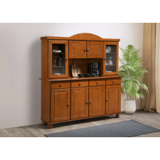 BUFFET DE CUISINE BOIS ARIA4D 6 PORTES 4 TIROIRS 2 BATTANTS VITRES