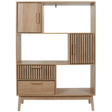 BIBLIOTHEQUE KLAUS EN BOIS HD0086 2 PORTES 2 TIROIRS 3 NICHES