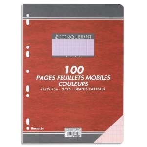 COPIES SIMPLES GRANDS CARREAUX FORMAT 210*297 100 PAGES  80G COULEUR VERT SEYES CONQURRANT SEPT