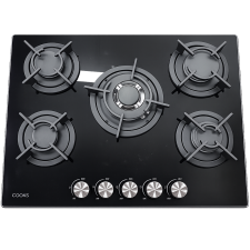 PLAQUE DE CUISSON A GAZ COOKS PG7051G-AC4B 5 FEUX VERRE TREMPE NOIR