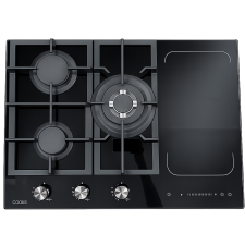 PLAQUE DE CUISSON COOKS PIG8052EG-C 1 FEUX INDUCTION ET 3 FEUX GAZ NOIR