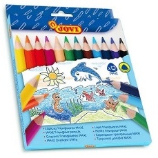 JOVI CRAYONS DE COULEURS MAXI TRIANGULAIRES POCHETTE DE 12
