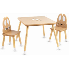 ENSEMBLE TABLE + 2 CHAISES ENFANT EN BOIS LAPIN MONI+RANGEMENT
