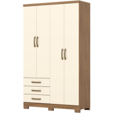 ARMOIRE DA135-127 CAJU - 4 PORTES - 3 TIROIRS - NATURE/OFF WHITE