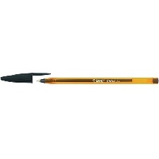 STYLO BIC CRISTAL FINE - CORPS ORANGE TRANSLUCIDE - EMBOUT ET CAPUCHON A LA COULEUR NOIR