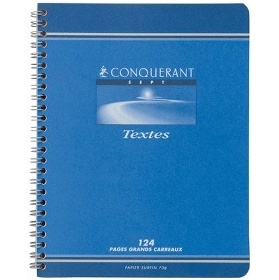 CAHIER DE TEXTE GRANDS CARREAUX 124 PAGES 170x220