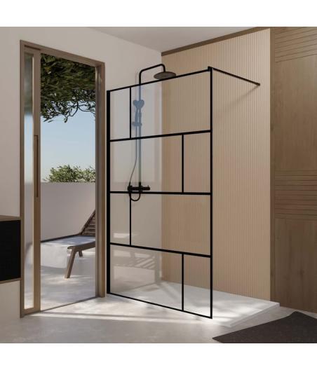 PAROI DE DOUCHE NOIR SERIGRAPHIE SHIVA-120