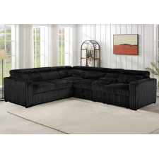CANAPE D'ANGLE CONVERTIBLE H-8838BLACK EN TISSUS MICROFIBRE NOIR