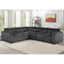 CANAPE D'ANGLE CONVERTIBLE H-8838GREY EN TISSUS MICROFIBRE GRIS