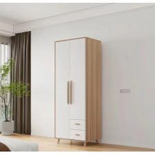 ARMOIRE BOIS 2 PORTES 2TIROIRS 800X2000X500 BLANCHE