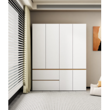 ARMOIRE BOIS 234- 6 PORTES 2TIROIRS 160X200X50CM BLANC