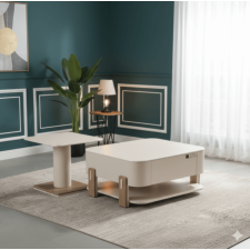TABLE BASSE B70 2 COMPARTIMENTS 800X700X390/520X520X460 BLANCHE