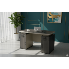 BUREAU 6114-2 PORTES 2 TIROIRS 140X70X75CM GRIS