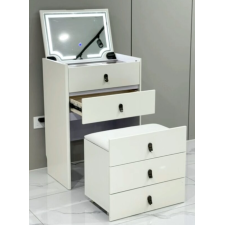 COIFFEUSE AVEC MIROIR LED F08 5 TIROIRS BLANCHE