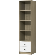 BIBLIOTHEQUE 9802 4 ETAGERES 2 TIROIRS 50X50X200 BLANC/CHENE