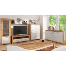 TABLE BASSE ERIC 6 DOUBLE PLATEAUX CHENE/BLANC