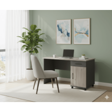 BUREAU 504 1 PORTE 1 TIROIR 140X60X75 GRIS/BEIGE