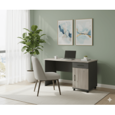 BUREAU 502 1 PORTE 1 TIROIR 120x60x75 GRIS/BEIGE