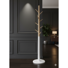 PORTE MANTEAU 818- 1.8METRE 8 HAMECONS BLANC/BOISE